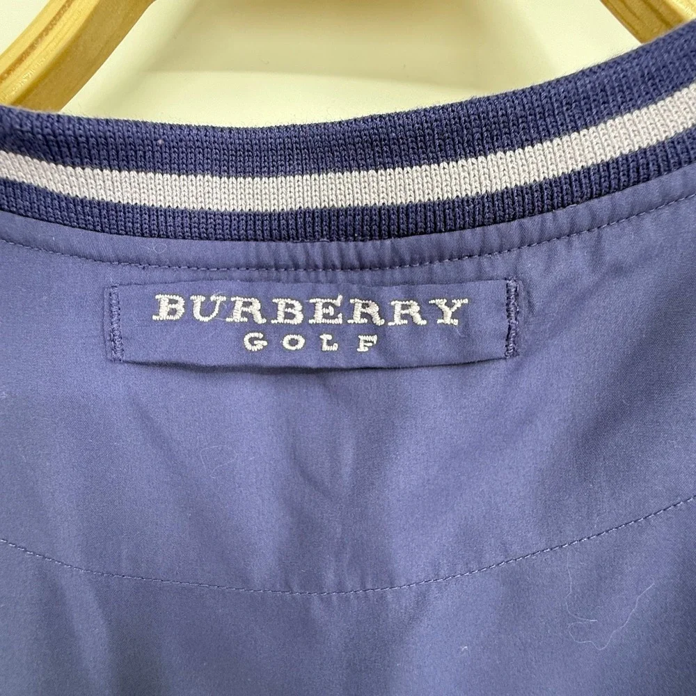 Burberry Golf Windbreaker Mens Medium Purple Excellent V-Neck Pullover Sporty
